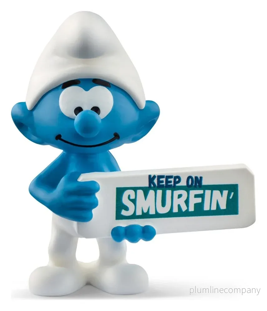 Smurfarna Minifigur Smurf med en Skylt (Keep on Smurfin’) 5 cm Smurfarna Minifigur Smurf med en Skylt (Keep on Smurfin’) 5 cm