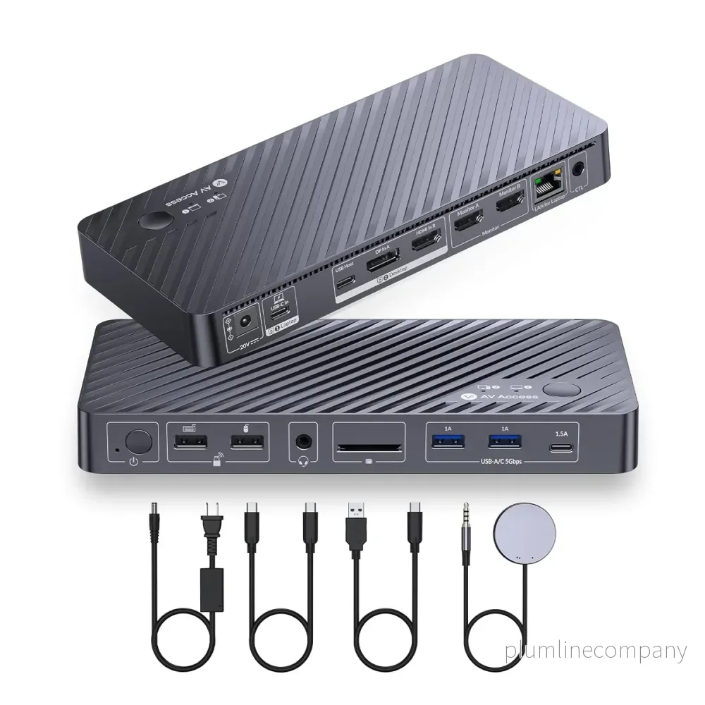 AV Access iDock P10 Dockningsstation och KVM-switch 2 till 2, Dual Monitor för Laptop & Desktop, 65W laddning för laptop, Ethernet, EDID, 4K@60Hz, 4xUSB-A, 1xUSB-C, Ljud, SD AV Access iDock P10 Dockningsstation och KVM-switch 2 till 2, Dual Monitor för Laptop & Desktop, 65W laddning för laptop, Ethernet, EDID, 4K@60Hz, 4xUSB-A, 1xUSB-C, Ljud, SD
