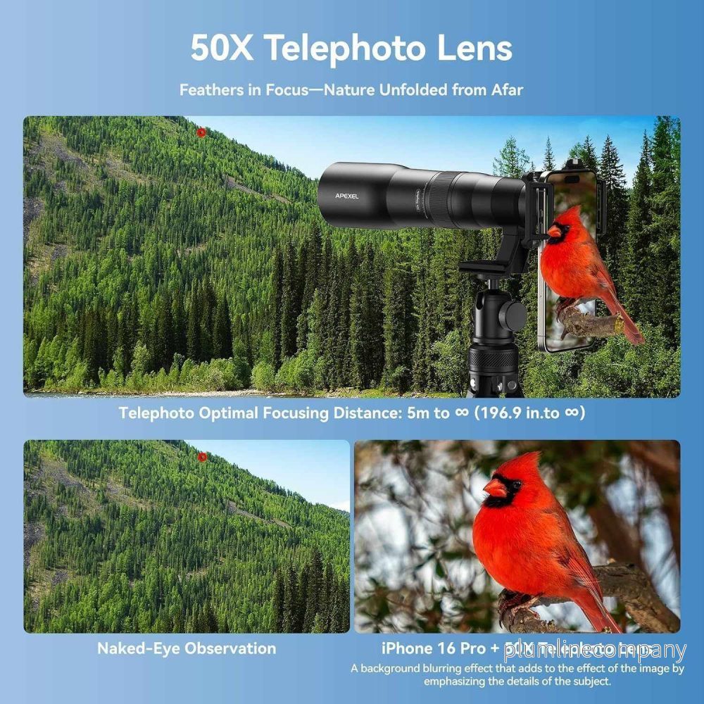 APEXEL Telecular 20–60x professionellt kompakt zoomobjektiv för smartphones - Bild 3