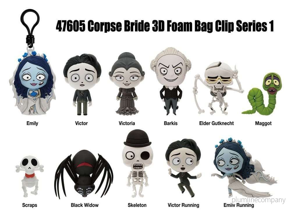 Corpse Bride 3D PVC-väskclips Series 1 Blind Bag-display (24) Corpse Bride 3D PVC-väskclips Series 1 Blind Bag-display (24)