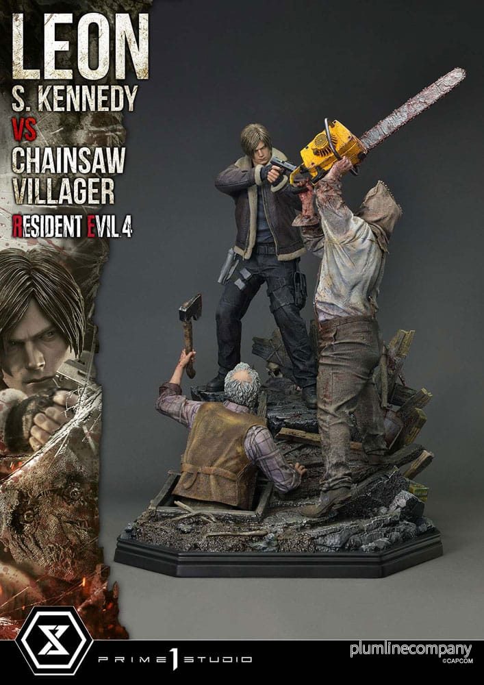Resident Evil 4 Ultimate Premium Masterline Series Statue 1/4 Leon S. Kennedy vs. Chainsaw Villager Bonus Ver. 76 cm Resident Evil 4 Ultimate Premium Masterline Series Statue 1/4 Leon S. Kennedy vs. Chainsaw Villager Bonus Ver. 76 cm