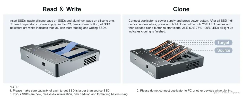 Maiwo K2024P 4-slot M.2 NVMe SSD Dockningsstation med kloningsfunktion, USB 4.0 Type-C 40Gbps - Bild 3