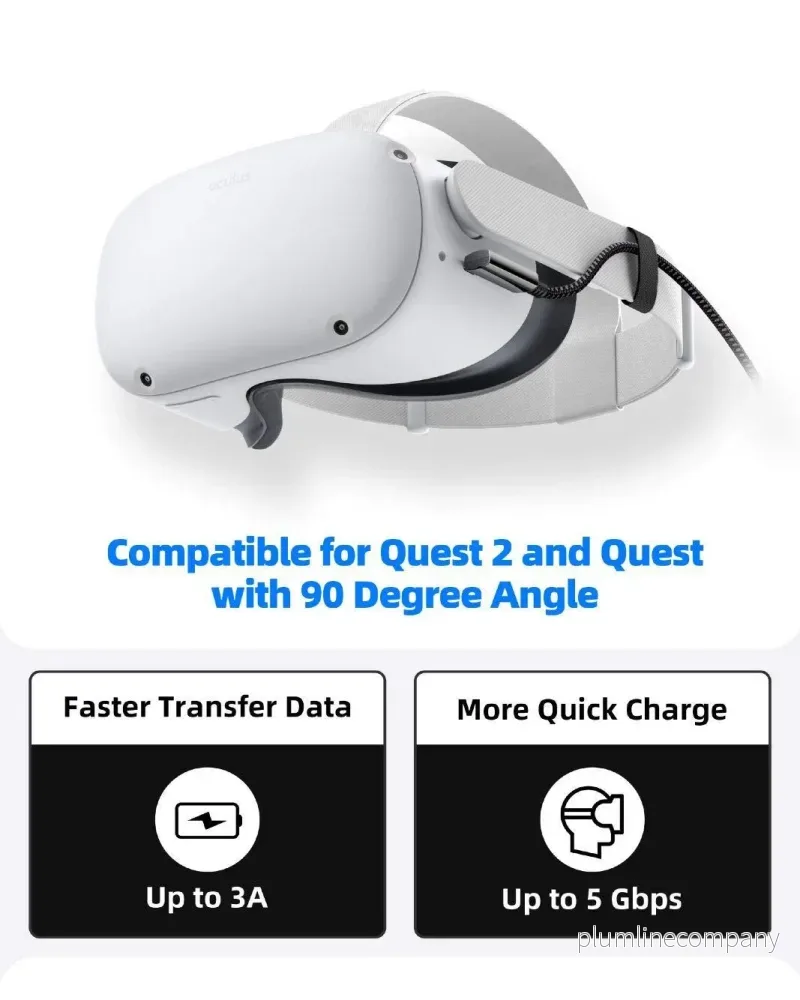 NÖRDIC VR Link kabel 3m USB3.2 Gen1 USB-C till C 5Gbps 3A snabb laddning Oculus Quest 2 Super Speed USB Link Cable - Bild 3