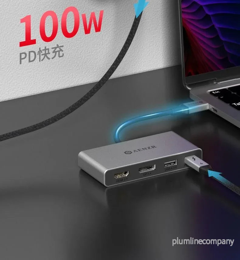 NÖRDIC USB-C 1 till 4 Dockningsstation 1xDP8K30Hz 1xHDMI8K30Hz 1xUSB-C PD 100W 1xUSB-A 2.0 - Bild 3