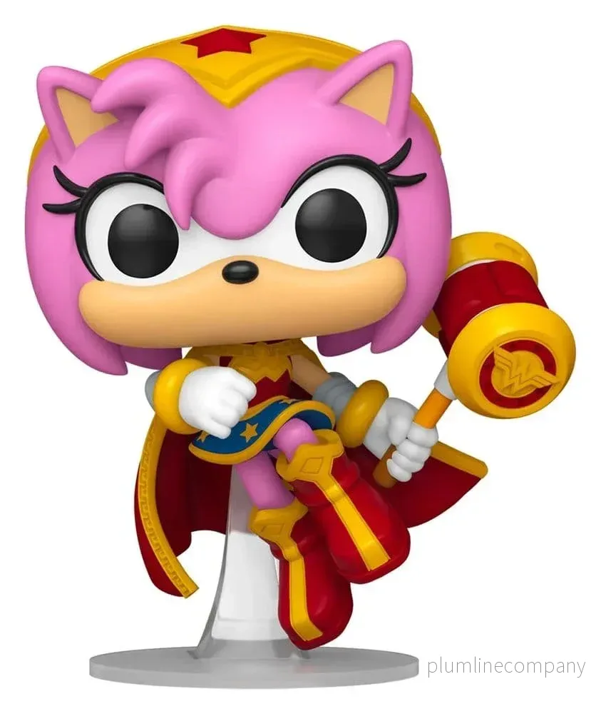 DC x Sonic the Hedgehog POP! Heroes Figur Amy som Wonder Woman 9 cm DC x Sonic the Hedgehog POP! Heroes Figur Amy som Wonder Woman 9 cm