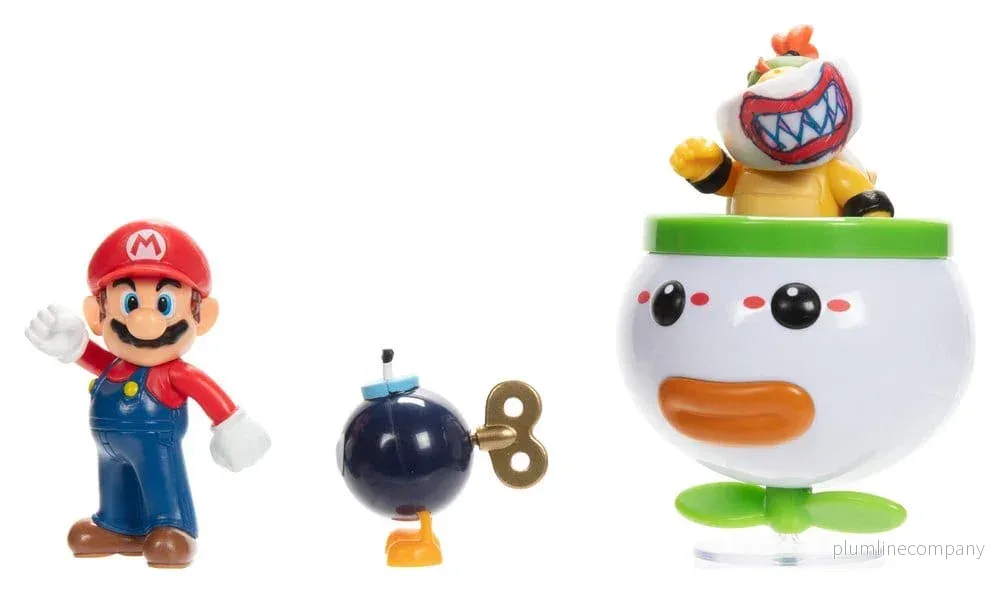 World of Nintendo Mini Figur 2-Pack Mario och Bowser Jr. Clown Bil 6 cm - Bild 2