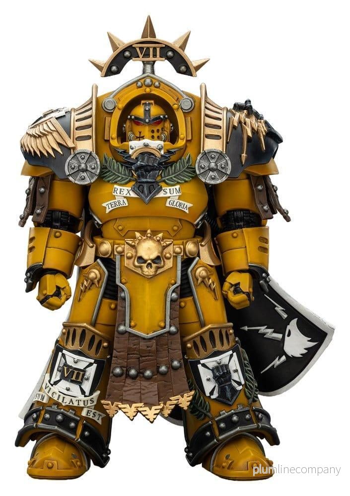 Warhammer Imperial Fists Action Figur Legion Praetor i Tartaros Terminator Rustning med Kraftsvärd och Vigil Stormsköld 14 cm