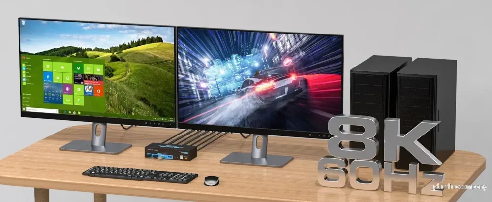 NÖRDIC KVM-switch 2 till 2 HDMI till HDMI, 8K60Hz/4K120Hz, 4x USB-A - Bild 3