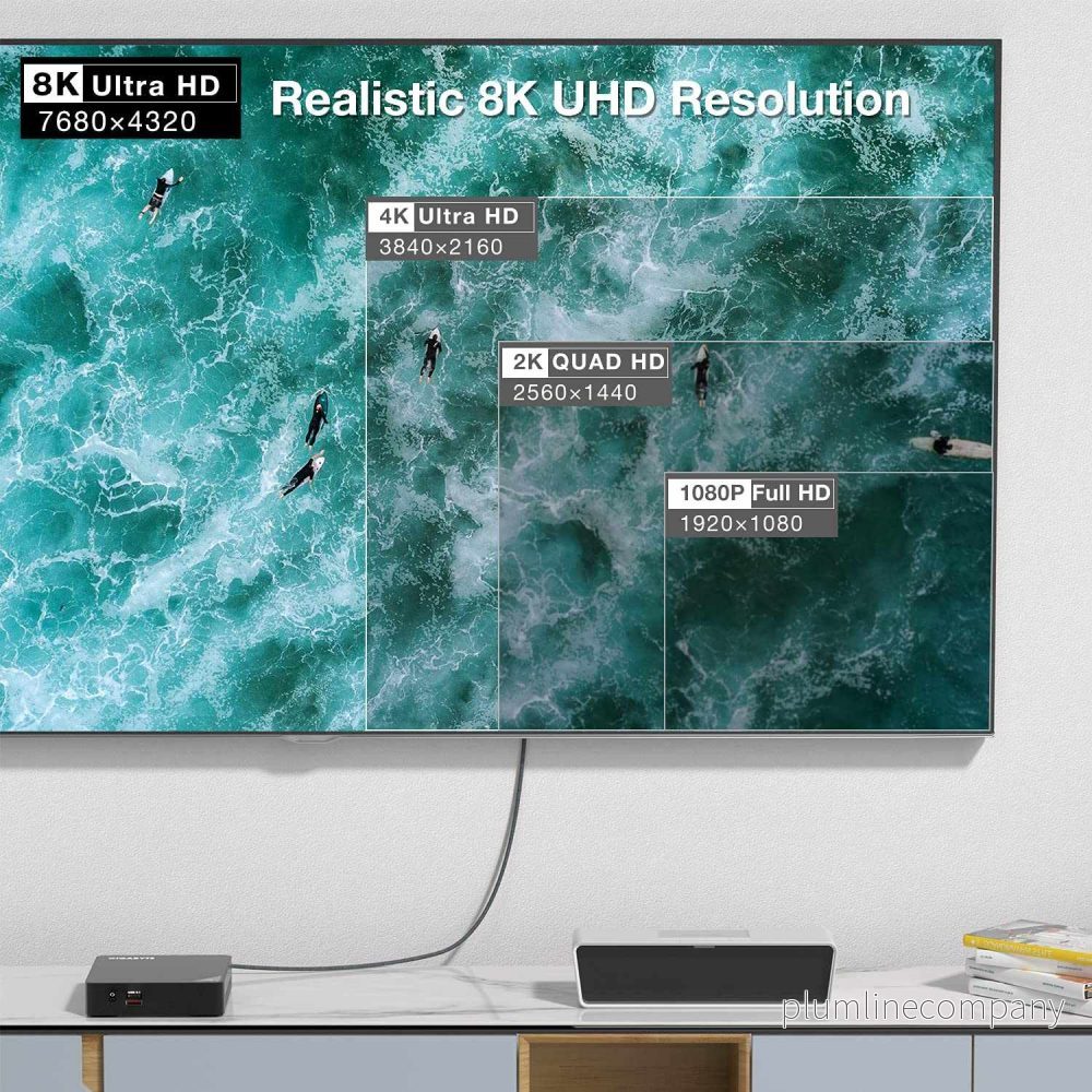 NÖRDIC 3m Displayport 1.4 till HDMI 2.1 8K60Hz 4K120/144Hz Dynamic HDR 32.4Gbps Dolby ATMOS - Bild 2