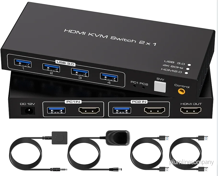 NÖRDIC KVM-switch 2 till 1 HDMI 2.0 4K60Hz för PC, Xbox, PS5 och bärbar dator med 4×USB 3.0-portar NÖRDIC KVM-switch 2 till 1 HDMI 2.0 4K60Hz för PC, Xbox, PS5 och bärbar dator med 4×USB 3.0-portar