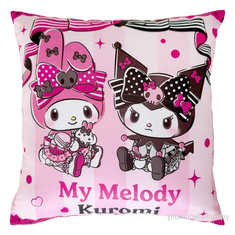 Sanrio Rosa Svart Partyserie Kudde Kuromi & My Melody 35 x 35 cm - Bild 2