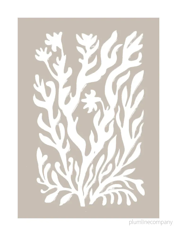 White Botanical Silhouette Poster White Botanical Silhouette Poster