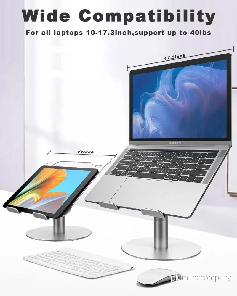 NÖRDIC Vridbart stativ för bärbara datorer i aluminium, justerbar höjd Ergonomiskt datorställ med 360 roterande, - Bild 2