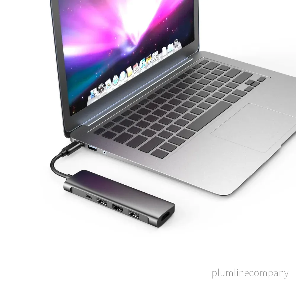 NÖRDIC 1 till 5 USB C Dockningsstation 1xHDMI 4K 30Hz 1xUSB C PD 60W 3xUSB3.1 5Gbps Aluminium Space Grey - Bild 2