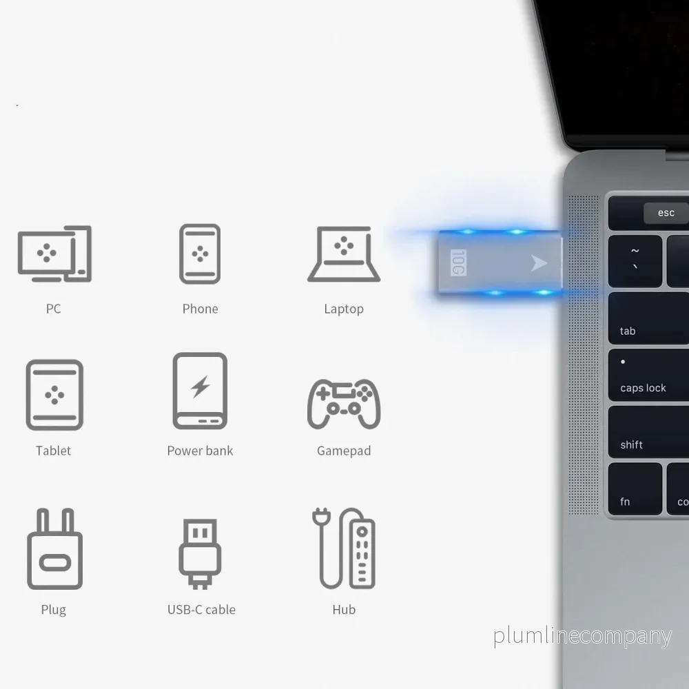 NÖRDIC USB3.2 Gen2 USB-C till USB-A adapter 10Gbps metal - Bild 2