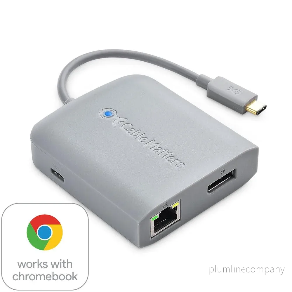 Cable Matters 1 till 5 Dockningsstation 1xDP 4K60Hz, 1xRJ45 Ethernet 2xUSB-A 1xUSB-C PD 60W Works with Chromebook Certified Cable Matters 1 till 5 Dockningsstation 1xDP 4K60Hz, 1xRJ45 Ethernet 2xUSB-A 1xUSB-C PD 60W Works with Chromebook Certified