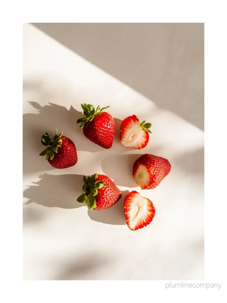 Strawberries on White Surface Poster
