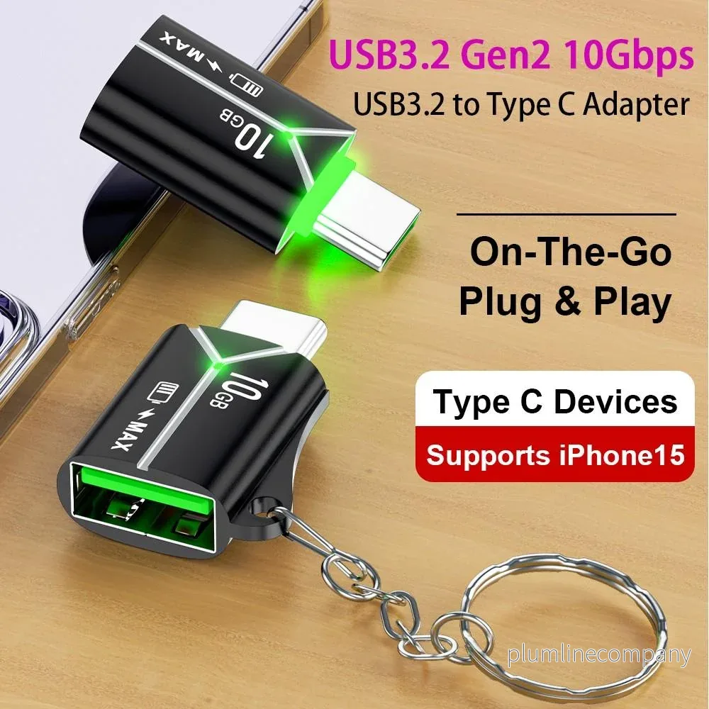 NÖRDIC USB-A OTG hona till USB C hane adapter USB 3.2 Gen 2 10Gbps, Svart - Bild 2