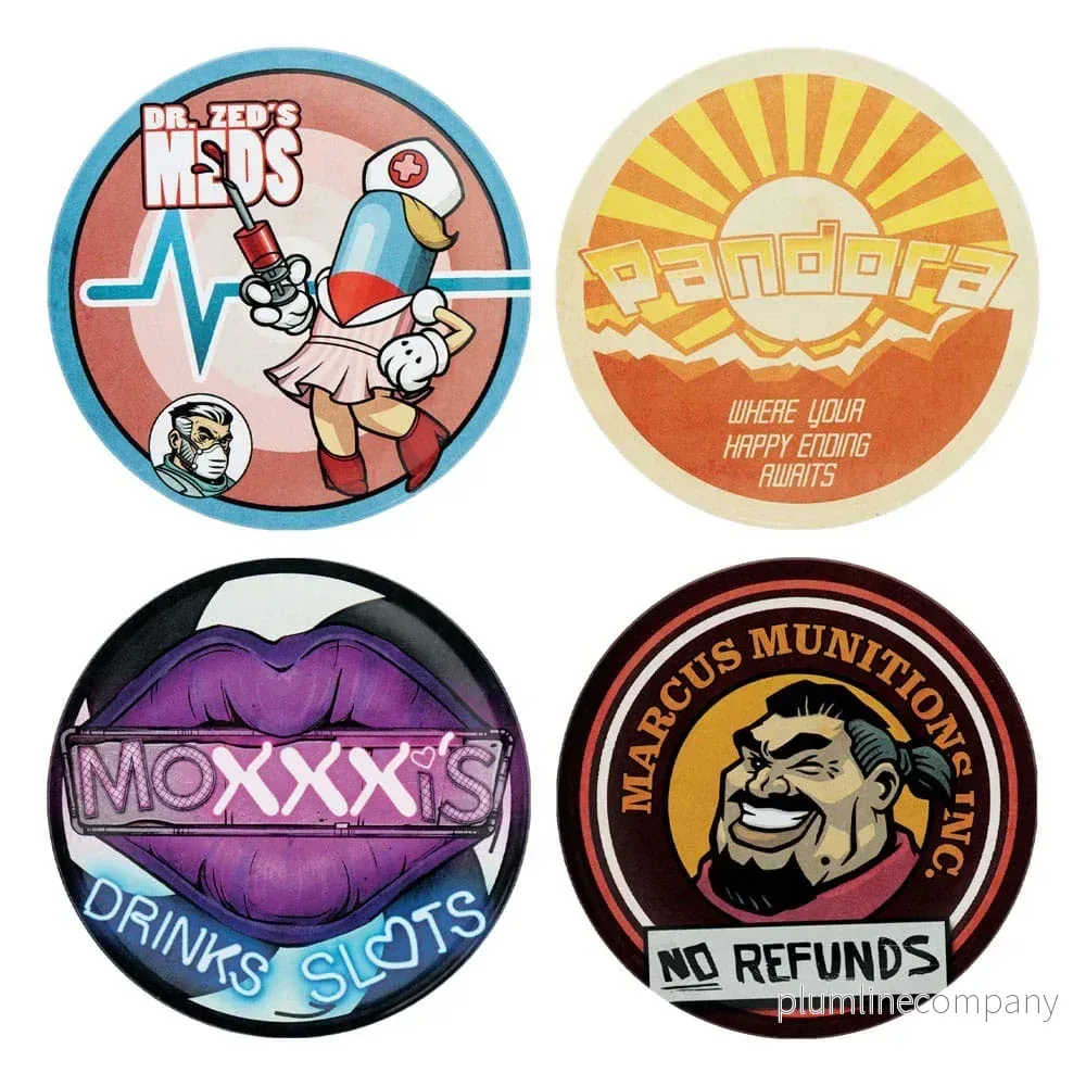 Borderlands Coaster 4-Pack - Metal Coasters med Korkbotten - Bild 2