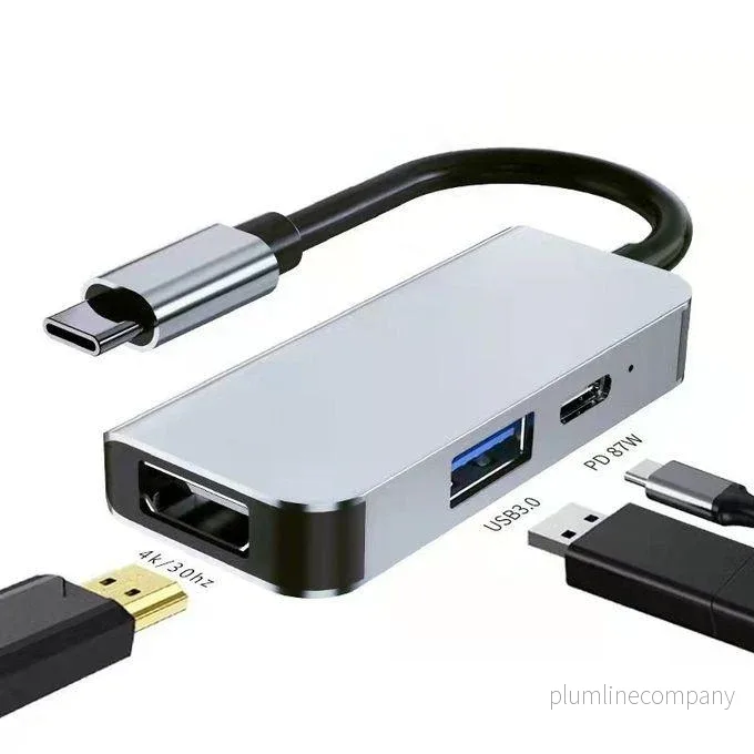 NÖRDIC USB-C 1 till 3 Dockningsstation 1xHDMI 4K30Hz 1x USB-C PD 87W 1xUSB-A 5Gbps Mirror och Extended NÖRDIC USB-C 1 till 3 Dockningsstation 1xHDMI 4K30Hz 1x USB-C PD 87W 1xUSB-A 5Gbps Mirror och Extended