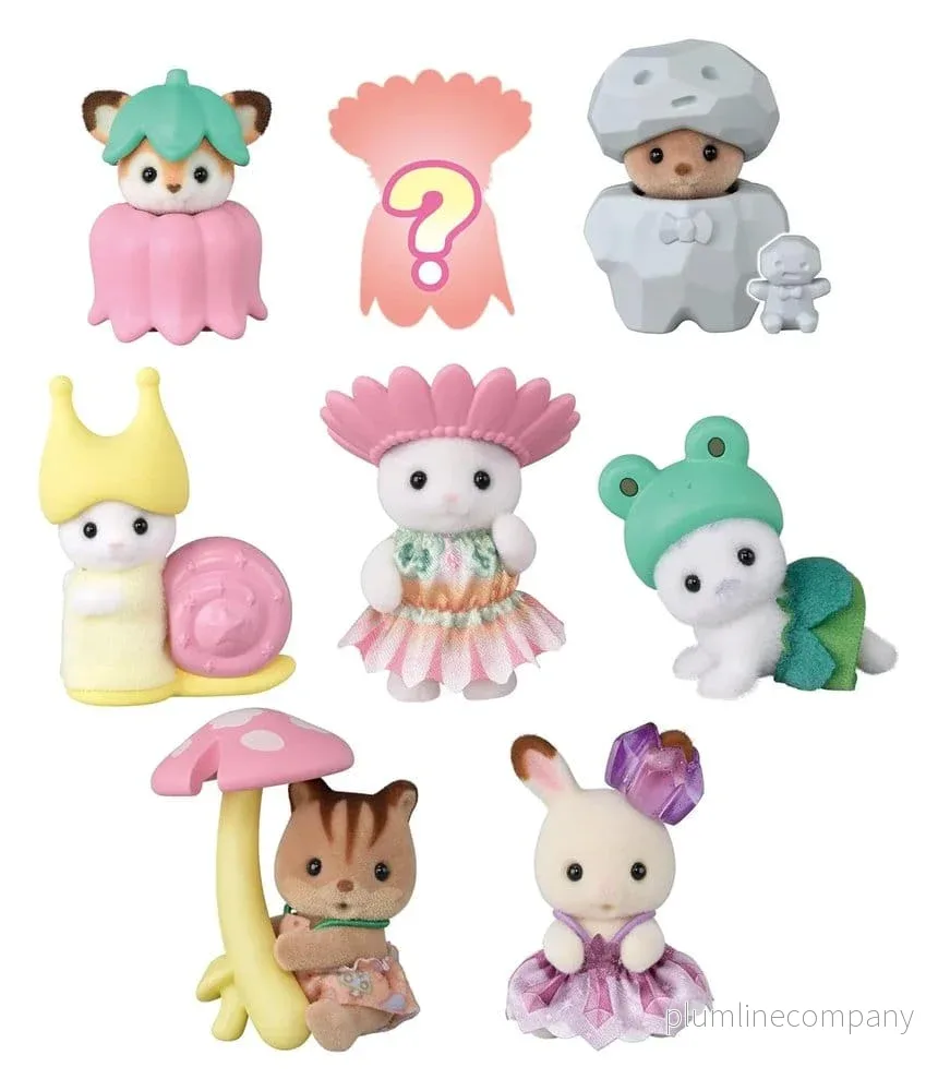 Sylvanian Families Mini-figurer Skogsälva Bebisvänner Överraskningspåse 5 cm Display (16)