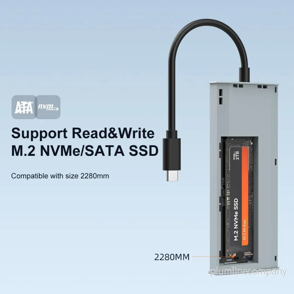 Maiwo KH1001 1 till 6 Dockningsstation 1xNVMe/SATA 1xHDMI 4K60Hz, 2xUSB-A 1xUSB-C 5Gbps 1xUSB-C PD100W - Bild 3