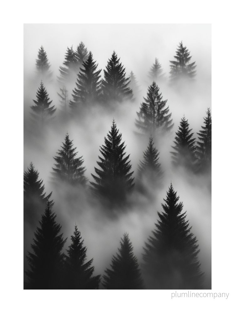 Foggy Forest Silhouette Poster