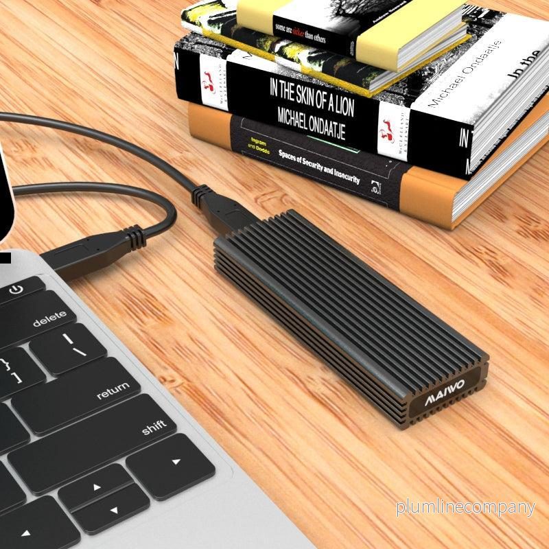 Maiwo K1687S Aluminium M.2 SATA SSD till USB3.2 Gen2 10Gbps USB-C extern Lagringskabinett B-Key och B&M-Key support UASP, TRIM och 6Gbps SATAII - Bild 2