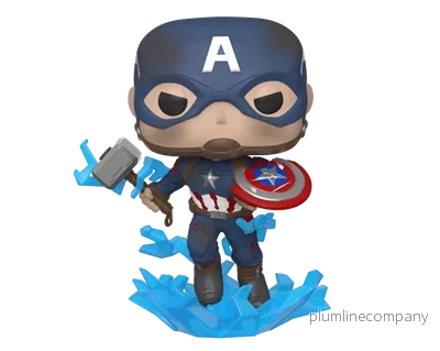 Funko POP Endgame - Kapten A med trasig sköld & Mjolnir Figur 10 cm - Bild 2