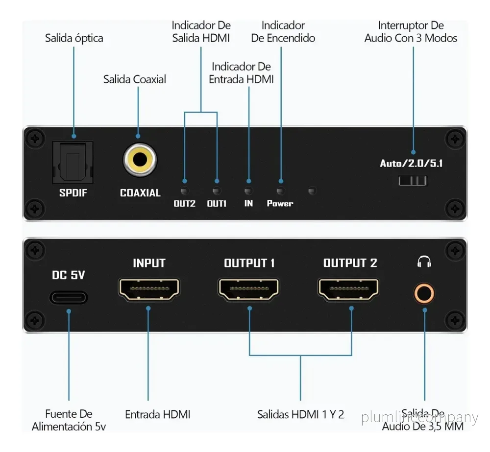 NÖRDIC HDMI 2.1 Splitter 8K60Hz 1 till 2 med inbyggd Extractor för SPDIF/Coaxial/Stereo - Bild 3