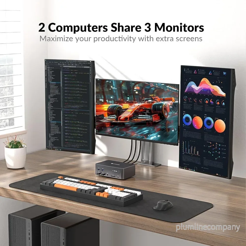 AV Access iDock D23 Dockningsstation och KVM-switch 2 till 3 DP till DP, 8K60Hz, 5x USB-A, 1x USB-C PD, 3.5mm AUX, SD-kortplats och 1Gbps ethernet - Bild 3
