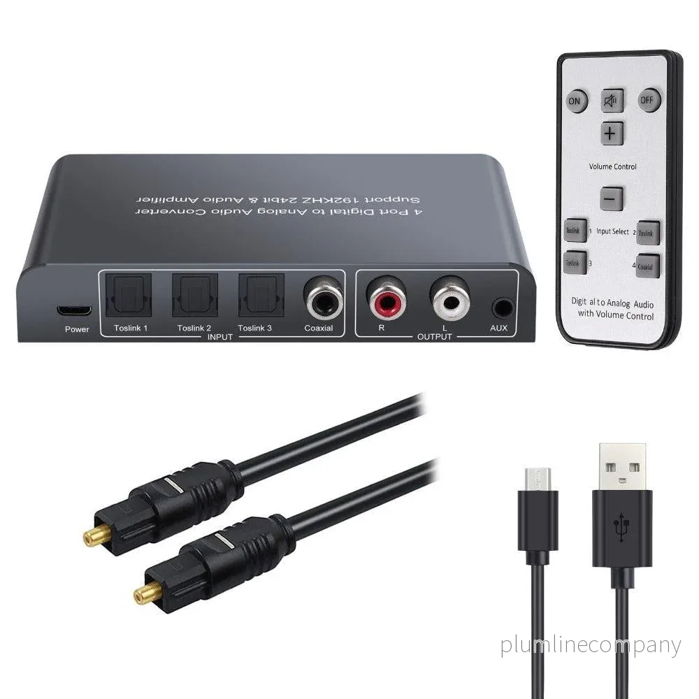 NÖRDIC Digital to analog ljudomvandlare 3x optical SPDIF och 1x Coaxial Toslink till analog L/R med fjärrkontroll DAC D/A omvandlare konvertor - Bild 3
