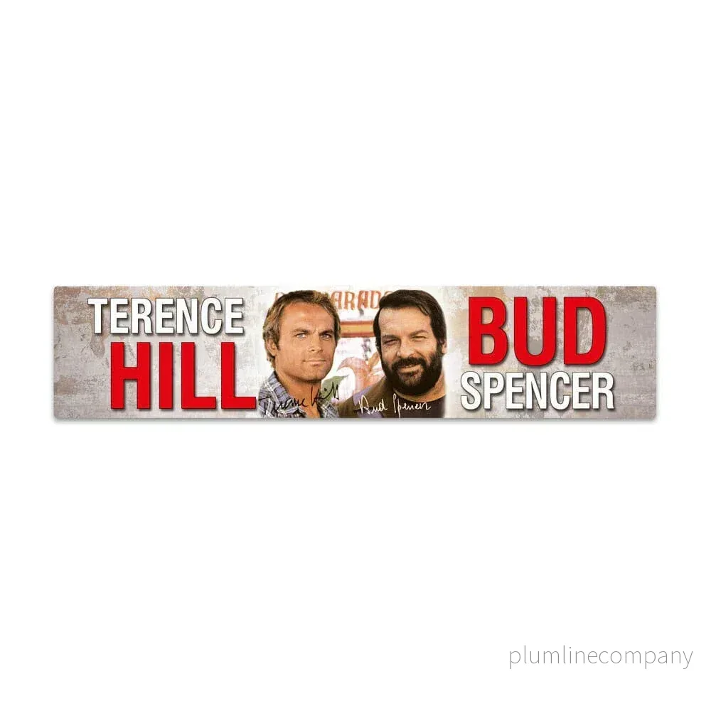 Bud Spencer & Terence Hill Tin Skylt med Magnet Autogramm 16 x 3,5 cm Bud Spencer & Terence Hill Tin Skylt med Magnet Autogramm 16 x 3,5 cm