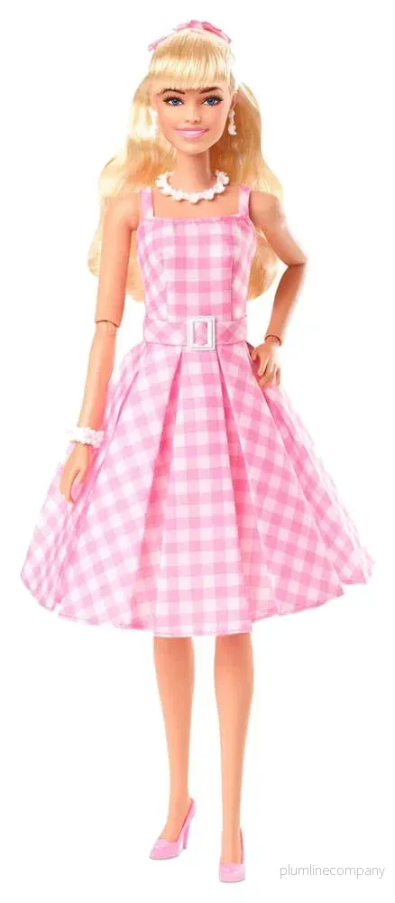 Barbie Film Docka i Rosa Gingham Klänning - Bild 3