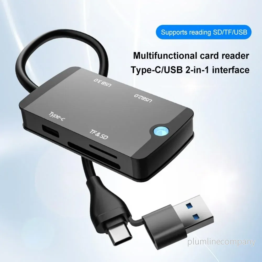 NÖRDIC 1 till 5 USB dockningsstation och kortläsare - SD, MicroSD/TF, 2x USB-A, 1xUSB-C - Bild 3