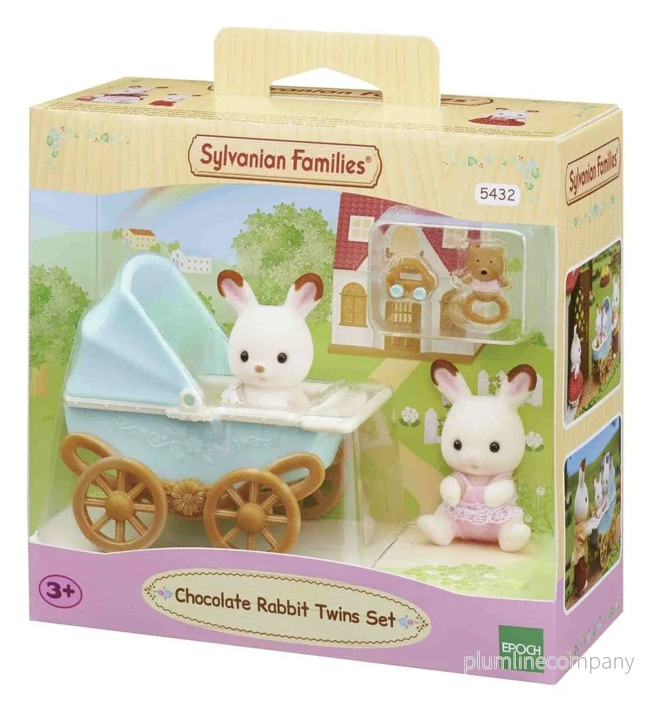 Sylvanian Families: Chokladkanin Tvillingar med Barnvagn Set