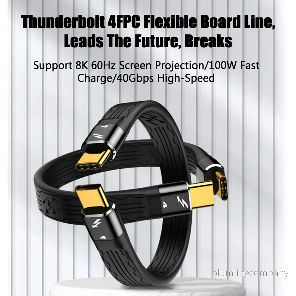 NÖRDIC kort flatkabel Thunderbolt 4 14cm 40Gbps data 8K video PD 100W kompatibel med TB3 och USB4 - Bild 2