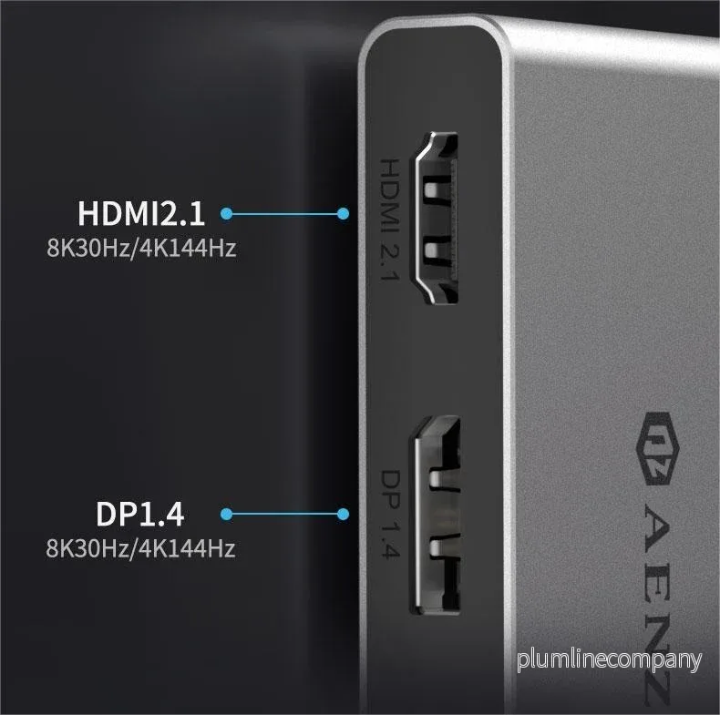 NÖRDIC USB-C 1 till 4 Dockningsstation 1xDP8K30Hz 1xHDMI8K30Hz 1xUSB-C PD 100W 1xUSB-A 2.0 - Bild 2