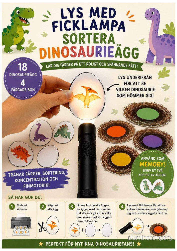 Lys med ficklampa – Sortera dinosaurieägg