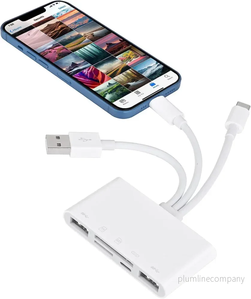 NÖRDIC USB-A, USB-C och Lightning Kortläsare 2 Slot SD, MicroSD 2xUSB-A 3.0 1xLightning UHS-I