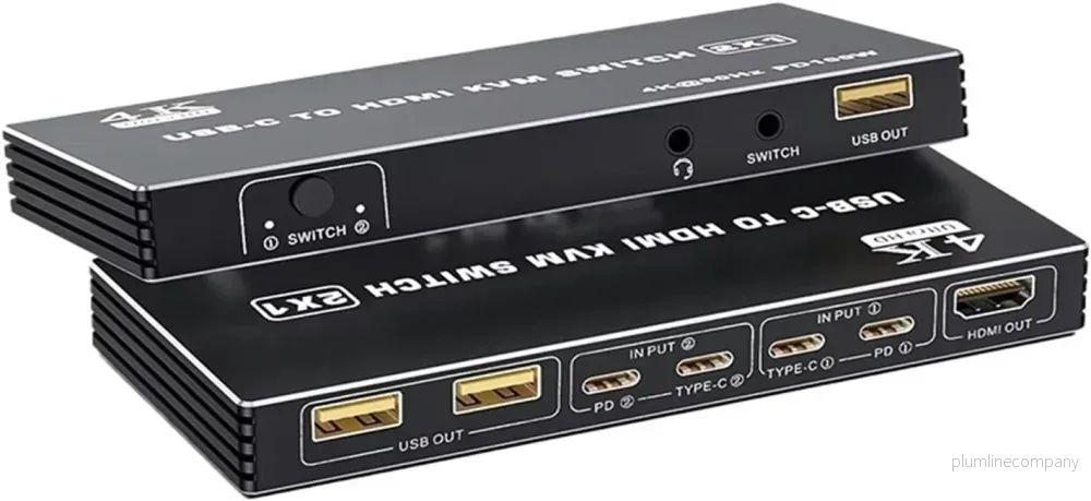 NÖRDIC USB C till HDMI KVM-switch 4K 60Hz, Type-C KVM-switch HDMI för 2 datorer 1 HDMI-skärm