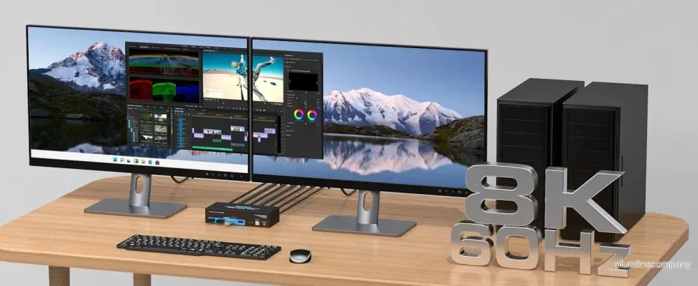 NÖRDIC KVM-switch 2 till 2 DisplayPort & HDMI, 8K60Hz/4K120Hz, 4x USB-A - Bild 3