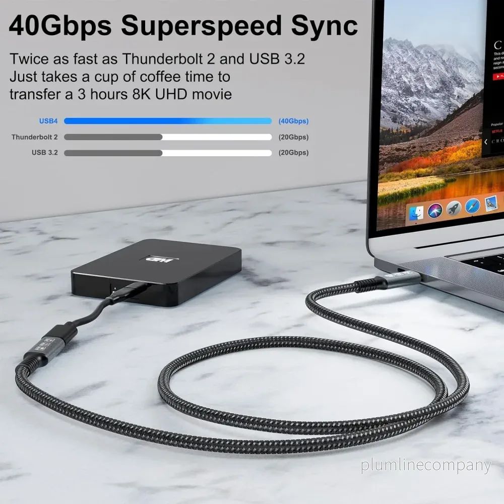 NÖRDIC USB 4 förlängningskabel 1m 40Gbps 240W 8K60Hz - Bild 3