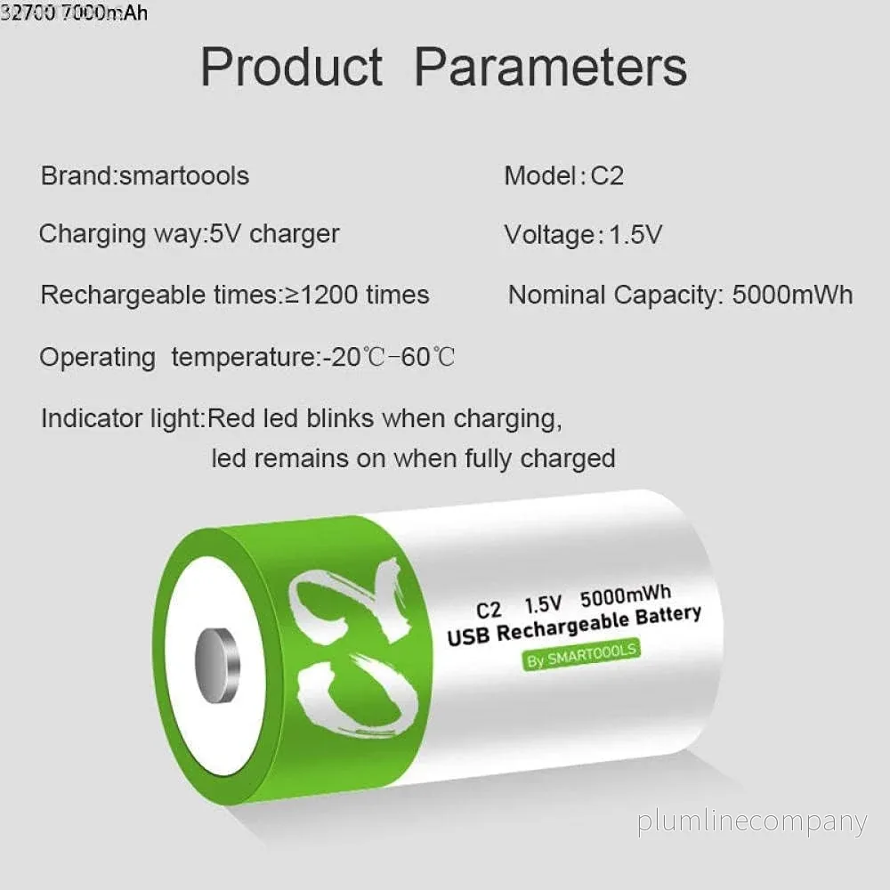 NÖRDIC USB-C Uppladdningsbara batterier 2-pack C/LR14 - Bild 2