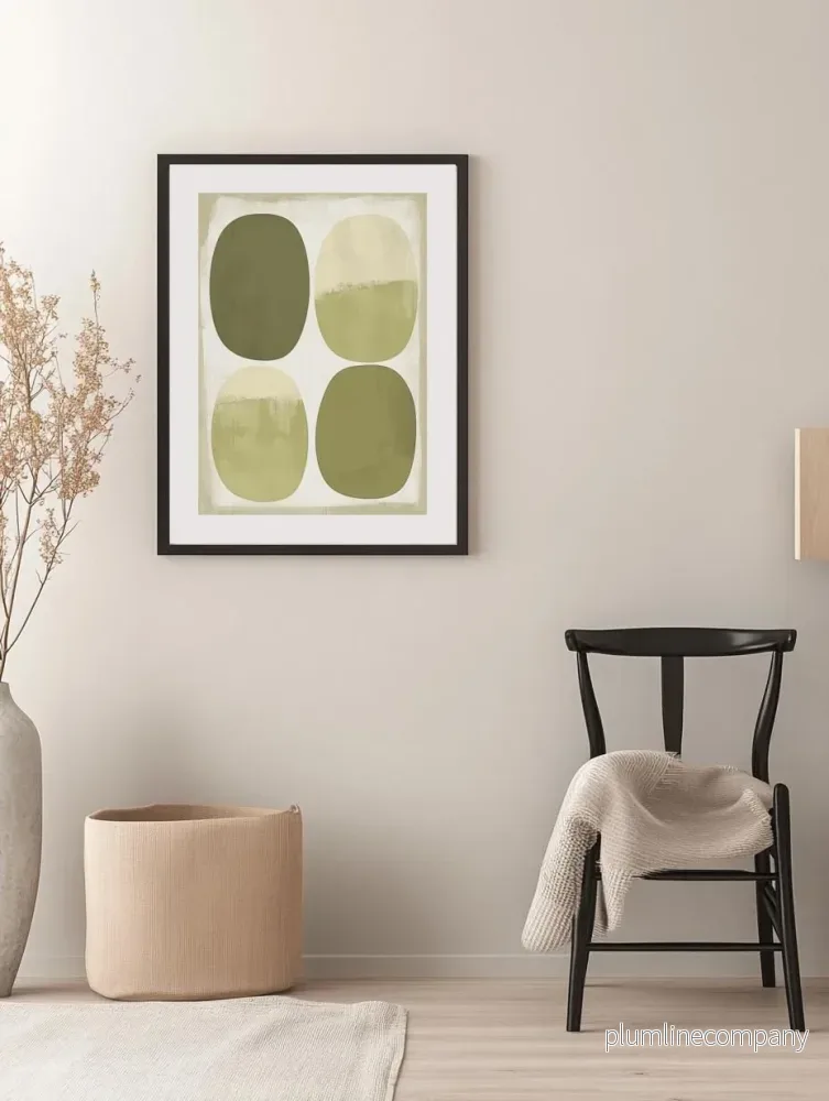 Vintage Abstract Art in Olive and Ecru Poster - Bild 3