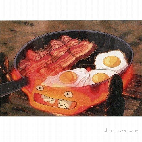Howl´s Moving Castle-vykort Calcifer bacon och ägg