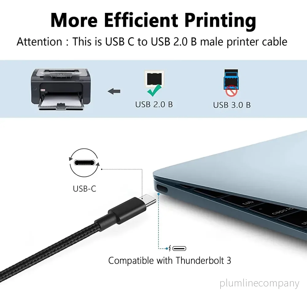 NÖRDIC USB-C 2.0 till USB 2.0 B datakabel 3m USB skrivarkabel - Bild 3