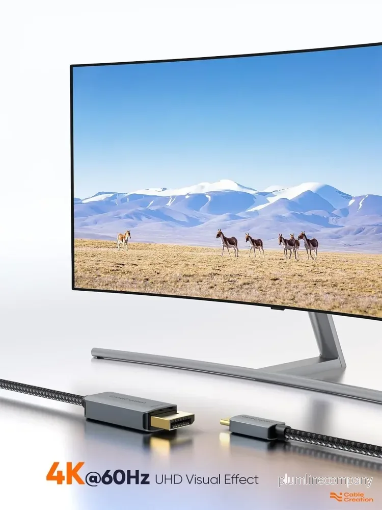 NÖRDIC 2m USBC till Displayport kabel UHD 4K 60Hz DP 1.2 21,6Gbps HDCP Alt Mode Over USB C, Aluminium kontakter Space Grey - Bild 3