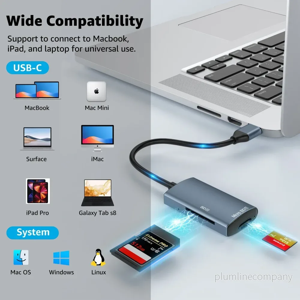NÖRDIC USB-C 3.0 Kortläsare 2 Slot SD3.0, MicroSD3.0 UHS-I - Bild 2