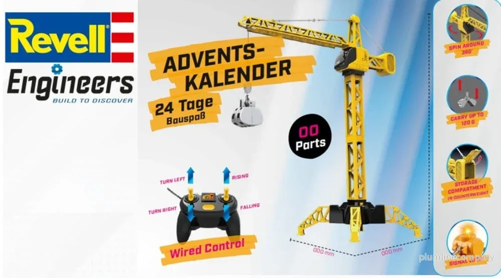 Revell Engineers Adventskalender Mega Crane – Byggbar Funktionell Kabelstyrd Kran med 31 Delar